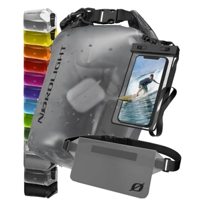 Afbeelding van Nordlight Waterdichte Dry Bag met telefoonzak en heuptas (30L, Antraciet Mat) droge zak rolsluiting Zwemmen, varen, strand, staand peddelen