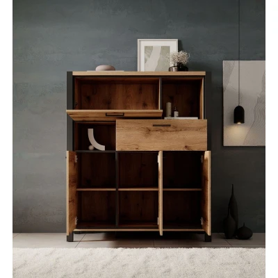 Afbeelding van Meubella Opbergkast Acapulco Eiken Zwart 120 cm
