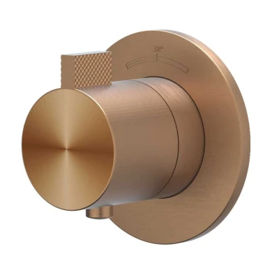 Afbeelding van IVY Tribe afbouwdeel inbouwthermostaat symmetry RVS 316 Geborsteld Mat Koper PVD