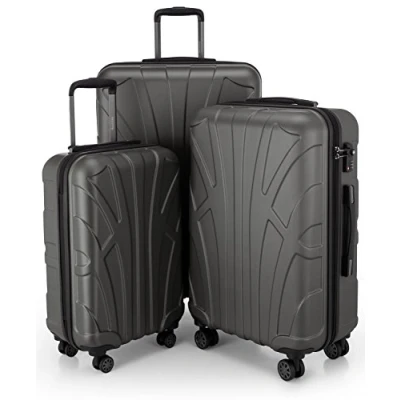 Afbeelding van Suitline 3 delige kofferset Trolley set trolleykoffer Harde koffer Reiskoffer, TSA, 55cm + 66cm 76cm, 100% ABS, mat grafiet