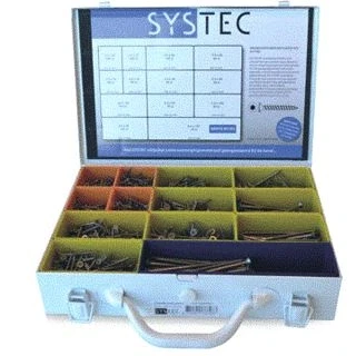 Afbeelding van SYSTEC assortimentskoffer spaanplaatschroeven RVS platkop torx 13 maten (1318 delig)