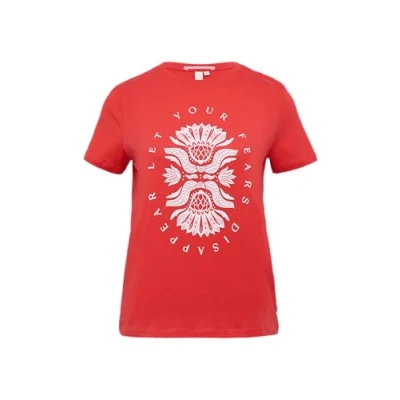 Afbeelding van QS MIT Front Tshirt print, Dames, Maat: Medium, Himbeere