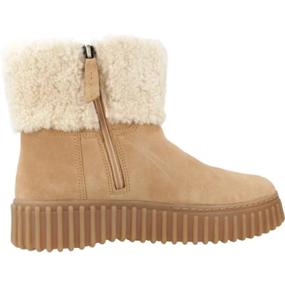 Afbeelding van Clarks Torhill TURN Enkellaarsjes met plateauzool, Dames, Maat: 37.5, Light tan Leer en textiel