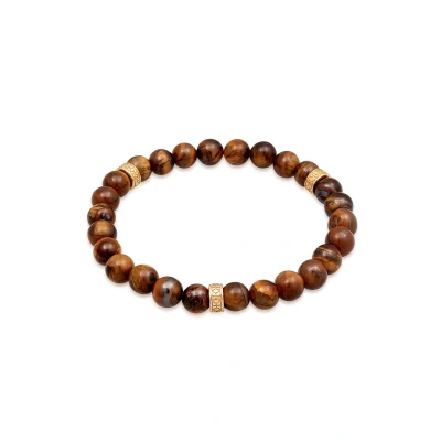 Afbeelding van Kuzzoi Tigerauge Vintage Armband, Heren, Maat: 19, Gold