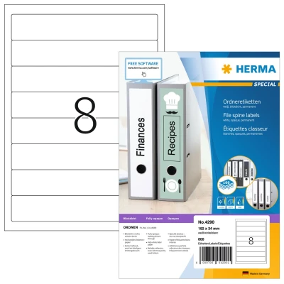 Afbeelding van HERMA mapetiketten A4 wit 192x34 mm Papier opak 800 St.