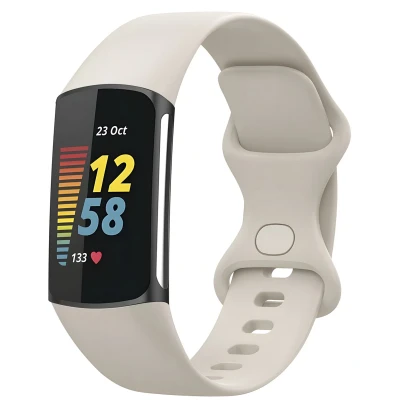 Afbeelding van Siliconen bandje voor de Fitbit Charge 5 / 6 Maat S Apricot iMoshion Roze En TPU (zacht)