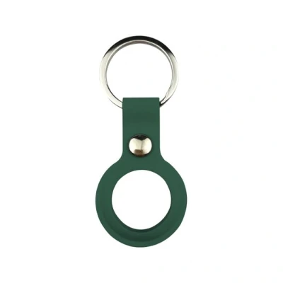 Afbeelding van AirTag case liquid series siliconen hoesje met ring donker groen