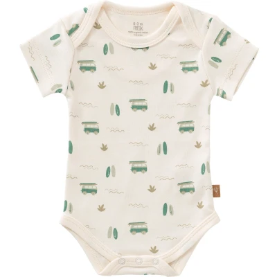 Afbeelding van Fresk Romper met Korte Mouwen Newborn Biologisch Katoen Mintgroen Surf Boy