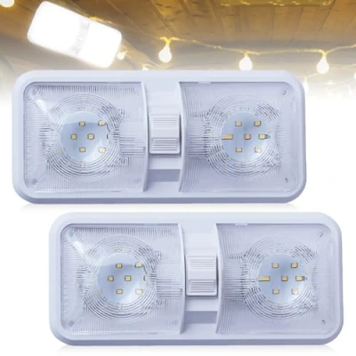 Afbeelding van GAOUTO 2 stuks 120 led auto binnenverlichting: 12 V 24 interieurverlichting met schakelaar, 3 kleurtemperaturen dimbaar, 6500 K wit licht, autoverlichting, strip voor auto, camper, bus