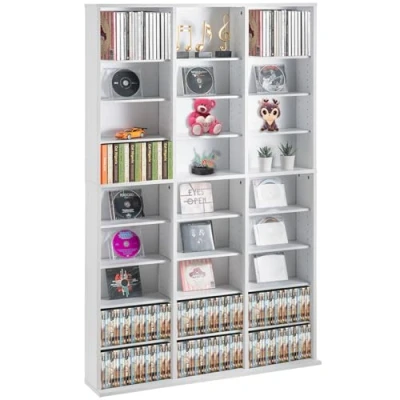 Afbeelding van VEVOR Multimedia opbergkast, plank voor dvd&#039;s 9 lagen, ruimte maximaal 756 cd&#039;s, verstelbare cd vakken, 27 beschermt verzamelingen, muziek, films, videospelletjes, herinneringen, wit