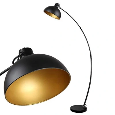 Afbeelding van Staande lamp, Osasy Vintage Arc Vloerlamp, Retro Lampen in Zwart Gouden, Verstelbare lampenkap, 1x E27 max. 60 Watt, 165 cm Vloerlamp Metaal, voor Lezen, Woonkamer, Lounges