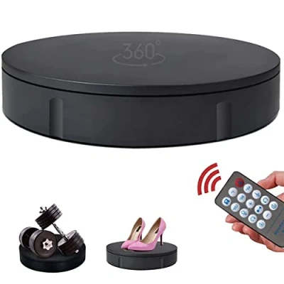 Afbeelding van Professionele elektrische draaitafel, 360 draaibare 100 kg capaciteit, productfotografie, taart en sieradendisplay, roterende displaystandaard,Black 30cm