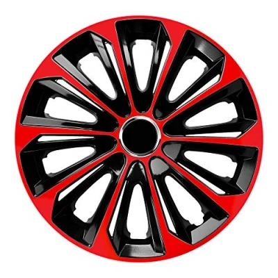 Afbeelding van NRM wieldoppen 15&quot; zwart met rood set van 4 stuks ABS / Duurzaam Resistant