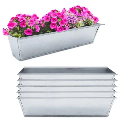 Afbeelding van Plantenbak inzetstuk voor Europallets 6 stuks / zink in zilver bloembak, balkonbak, plantenbak.