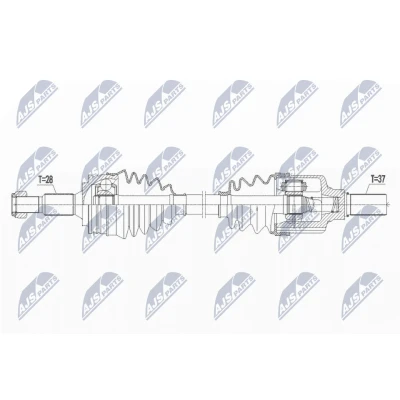 Afbeelding van NTY Aandrijfas NPW PE 067 vooras, rechts 658 mm