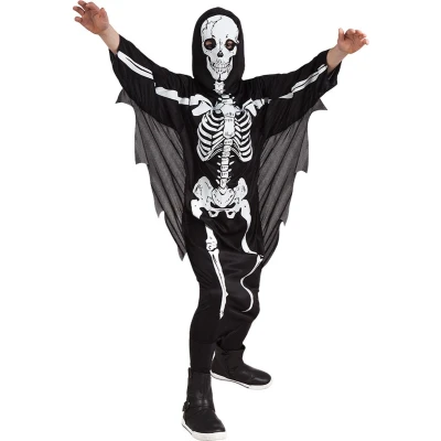 Afbeelding van Boland Kostuum Scary skelet voor kinderen, overall met capuchon, skelet, carnaval, themafeest, Halloween