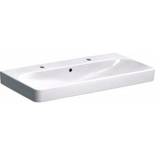 Afbeelding van Geberit Smyle meubelwastafel wit (90 x 48 cm) 2x 1 kraangat, met