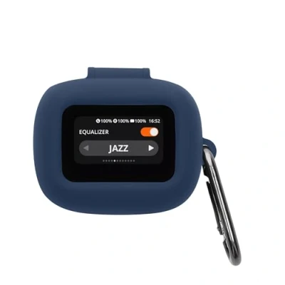 Afbeelding van kwmobile cover voor oordopjes case Compatibel met JBL Live Flex 3 / Buds Beam Trendy beschermhoes draadloze in donkerblauw