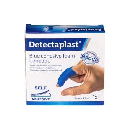 Afbeelding van Detectaplast verband, zelfklevend verband voor wonden en zweren, waterdichte pleisterrol voedselverwerking, superelastisch, 3cm x 4,5m
