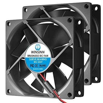 Afbeelding van WINSINN 80 mm ventilator 24 V dubbele kogellagers borstelloos 8025 x 25 koeling voor PC computerbehuizing CPU set top box router ontvanger DVR Playstation Xbox hoge snelheid (2 stuks)