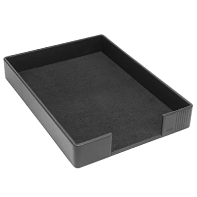 Afbeelding van Bureaugarnituren en bureau accessoires van leer Brievenbak. zwart