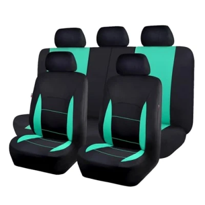 Afbeelding van Flying Banner Autostoelhoezen, platte stoffen universele pasvorm, volledige set compatibel met airbag, zwart en mintgroen