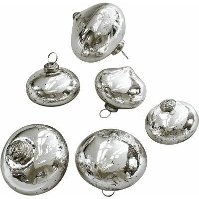 Afbeelding van LOBERON set kerstballen van 6 Isaulie zilverkleurig