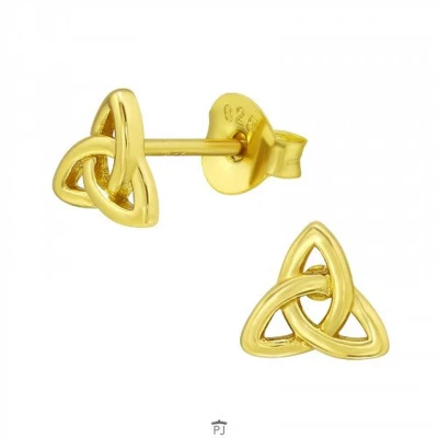 Afbeelding van Zilveren oorbellen Oorstekers Gold plated oorstekers, triquetra