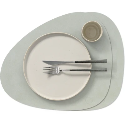 Afbeelding van LIND DNA Placemat/Onderleggers Nupo Leer Metallic Curved 44 x 37 cm 2 Stuks