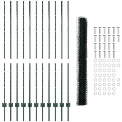 Afbeelding van vidaXL Tuinhek Set van 2 Groen Metaal 25 x 1.5 m