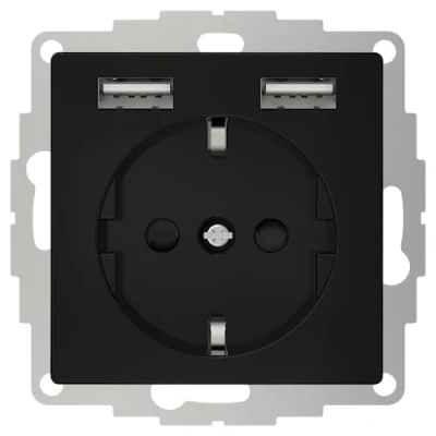 Afbeelding van Met USB aansluiting Antraciet 2USB