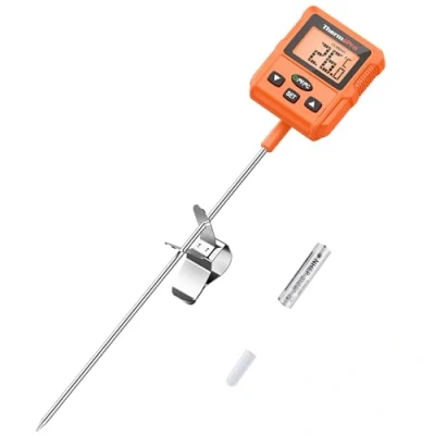 Afbeelding van ThermoPro TP511 Digitale snoepthermometer met potclip, programmeerbare, direct afleesbare voedsel vleesthermometer 8 inch lange sonde voor rookoven, grillen, frituurthermometer