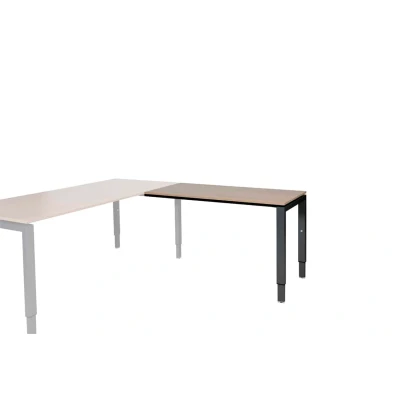 Afbeelding van Domino aanbouwtafel, hoogte instelbaar (62 85cm) met 120x60cm &#039;zwevend&#039; havana/ kersen licht 25mm blad en zwart (RAL9005) N poot frame