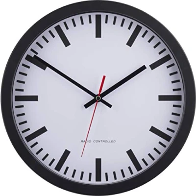 Afbeelding van Radiogestuurde wandklok 30 cm, zwart