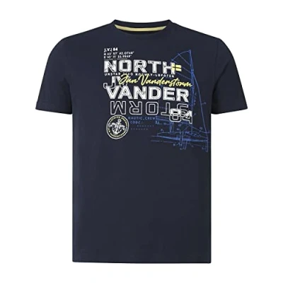 Afbeelding van Jan Vanderstorm regular fit T shirt FRIMANN Plus Size met printopdruk donkerblauw