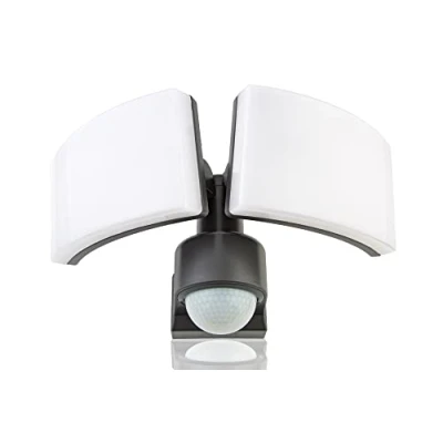 Afbeelding van HUBER LED spot met bewegingsmelder 360 2 x 20W, 4400lm 3 sensoren, matrixlenzen en bereikbegrenzing, wand hoekmontage, IP65, antraciet