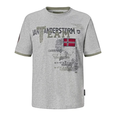 Afbeelding van Jan Vanderstorm regular fit T shirt SÖLVE Plus Size met printopdruk grijs