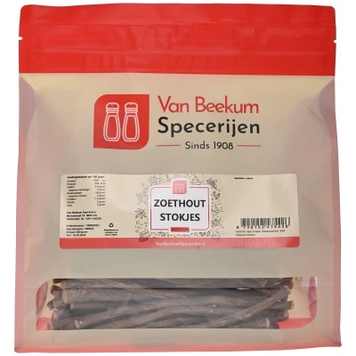 Afbeelding van Van Beekum Specerijen Zoethout Stokjes 600 gram (hersluitbare stazak)