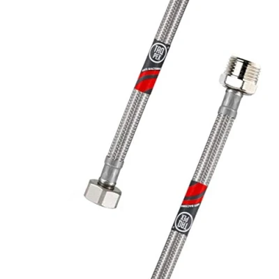 Afbeelding van DVGW geteste flexibele slang 3/8&quot; ÜM x AG wateraansluitslang verlenging, kraanslang incl. afdichtingen. Hoekventiel slangverlenging kraan (lengte: 400mm)