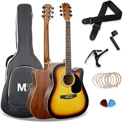 Afbeelding van MX by 3rd Avenue Performance Series 4/4 formaat elektro akoestische gitaar, gitaarpakket met sunburst bovenblad van vurenhout