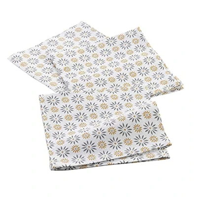 Afbeelding van Livetti 3 x Servetten Napkins Katoen Stuk 40x40 cm Floreor Wit