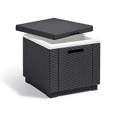 Afbeelding van Allibert 212159 koelbox/bijzettafel Ice Cube, rotanlook, kunststof, antraciet