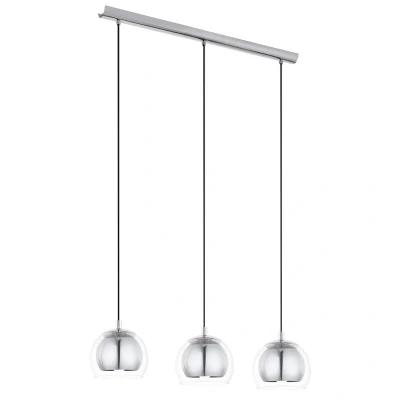 Afbeelding van EGLO Rocamar Hanglamp E27 3 Lichts Lengte 78 cm glas Grijs/Zilver