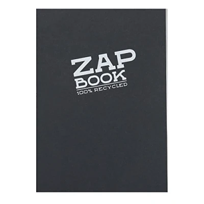Afbeelding van Clairefontaine 3364C Schetsblok Zap Book (gelijmd, ideaal voor schetsen en tekeningen, geschikt droge technieken, 160 vellen, 80 g gerecycled papier, DIN A5, 14,8 x 21 cm) 1 stuk zwart