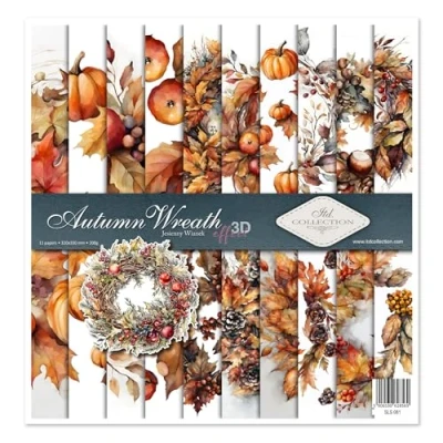 Afbeelding van ITD Collection Scrapbook papier 310 x 12 inch Scrapbooking pakket 320 mm Decoratief voor decoupage Kaarten maken 10 vellen + 1 Kunstdagboek Herfst Wreath SLS 081