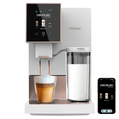 Afbeelding van Cecotec Superautomatische Koffiemachine Cremmaet Compactccino Connected White Rose. 19 Bar, TFT scherm en Wifi, Thermoblock systeem, Melkreservoir, 150g Koffiereservoir, 5 Maalinstellingen