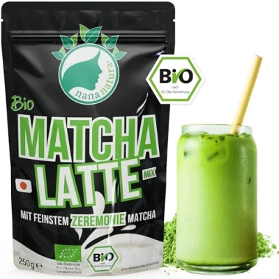 Afbeelding van NanaNatura&#039;s Bio Matcha Latte Poeder met Ceremonie uit Japan 250g om warm of koud te genieten