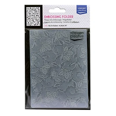 Afbeelding van Vaessen Creative Reliëfmap, Holly Wijnstok 14,5 x 10,8 0,5 cm, 1 eenheid, voor verjaardag, geboorte, kerstkaarten en papierambachten