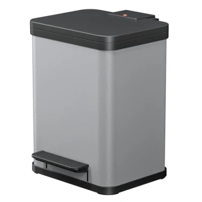 Afbeelding van Hailo Öko uno plus M 0619 220 Afvalbak 17 l Plaatstaal (b x h d) 320 430 340 mm Zilver, Zwart Met voetpedaal 1 stuk(s)