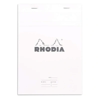 Afbeelding van RHODIA 16401C Stapled Notepad Meeting N16 Wit A5 Voorgedrukte datum/Notities/Actie 80 Afneembare Vellen Clairefontaine Papier g/m Zachte en resistente Cover Basics